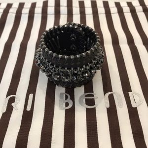 Henri Bendel leather and rhinestone bracelet — no dust bag